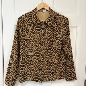 Vintage Leslie Fay Leopard Print Jacket/Blouse Button Up‎ Long Sleeve 90’s Retro